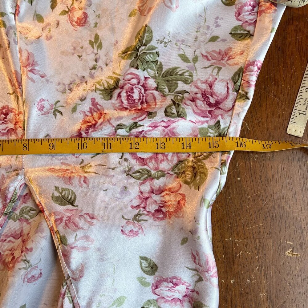 Vintage Fredericks Of Hollywood Floral Satin Cami Slip Dress Women M Cottage Y2K - Picture 10 of 10
